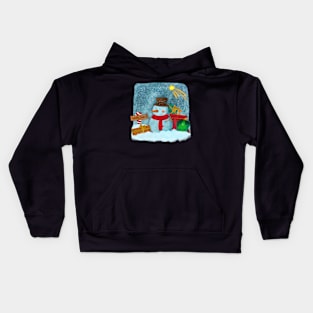 Christmas snowman illustration Kids Hoodie